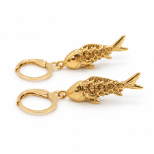 Load image into Gallery viewer, Small Gold Fish Dangle Earrings  - E4-478S
