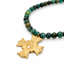 Load image into Gallery viewer, Stretch African Turquoise Bracelet French Religious Medal - FMB18A
