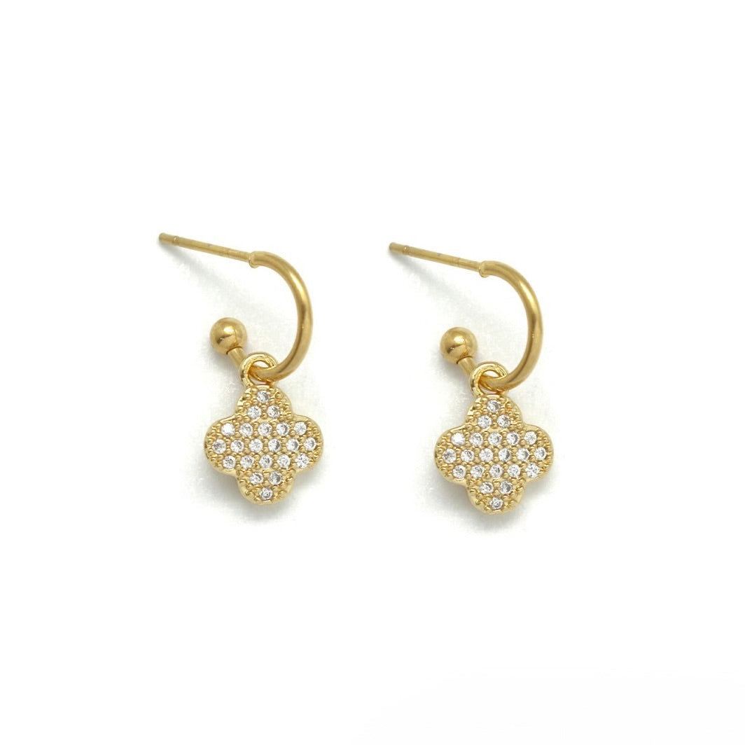 Tiny Rhinestone Huggie Earrings - E4-416