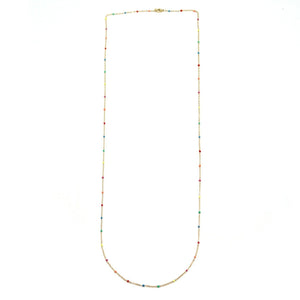Long Delicate Chain with Tiny Enamel Rainbow Dots -French Flair Collection- N2-2327
