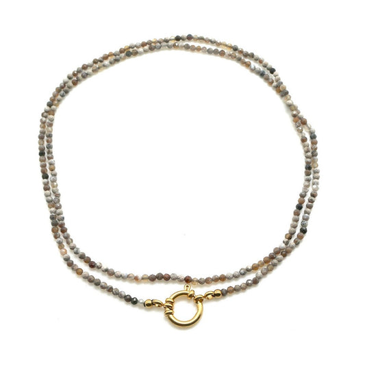 Faceted Agate Long Necklace or Wrap Bracelet -French Flair Collection- N2-2342