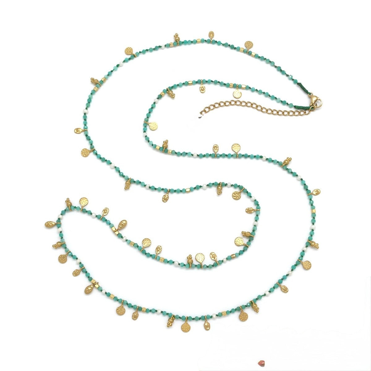 Museum Style Green Amazonite and Freshwater Pearl Necklace - N2-2776A
