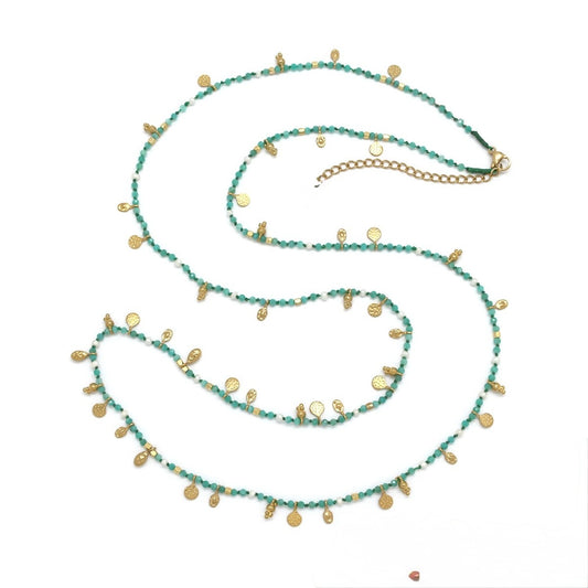 Museum Style Green Amazonite and Freshwater Pearl Necklace - N2-2776A