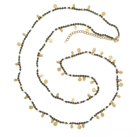 Museum Style Obsidian and Freshwater Pearl Necklace - N2-2776B