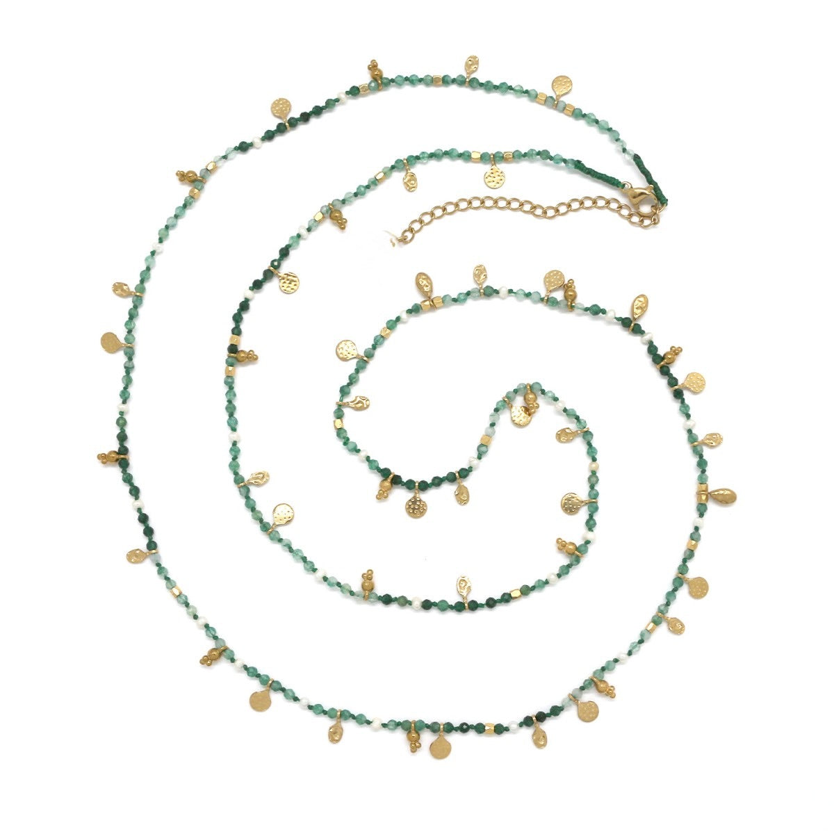 Museum Style Gradient Agate + Mini Pearl with 24K Gold Plate Charms - N2-2768A