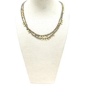 Museum Style Pyrite Stone Necklace with 24K Gold Plate Mini Charms -French Flair Collection- N2-2313