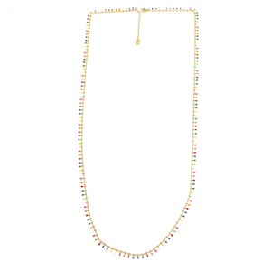 Simple 24K Gold Plate with Rainbow Enamel Long Light Necklace -French Flair Collection- N2-2325