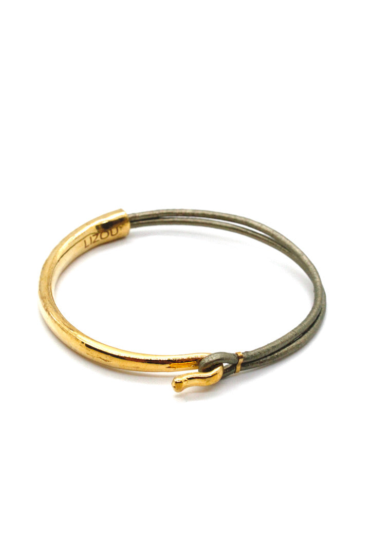 Sheen Leather + 24K Gold Plate Bangle Bracelet