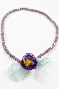 Purple Double Crystal Flower Bracelet -The Classics Collection- B1-1025