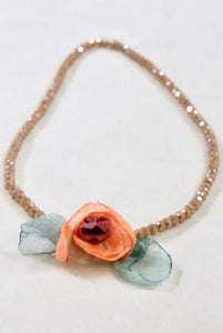 Peach Double Crystal Flower Bracelet -The Classics Collection- B1-1030