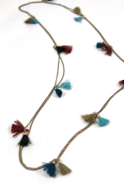 Wrap Necklace with Mini Tassels -The Classics Collection- N2-771