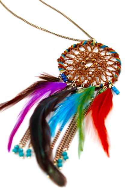Colorful Dreamcatcher Feather Necklace -The Classics Collection- N2-713