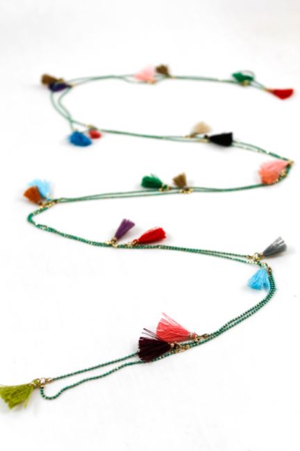 Wrap Tiny Tassel Necklace Extra Long -The Classics Collection- N2-658