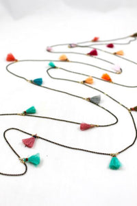 Wrap Necklace with Tiny Rainbow Tassels -The Classics Collection- N2-817