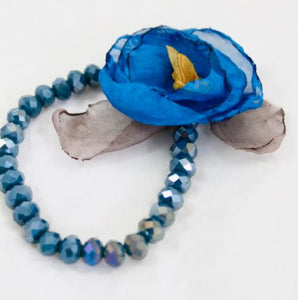 Blue Crystal Flower Bracelet -The Classics Collection-  B1-1010
