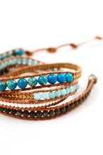 Load image into Gallery viewer, Coast - Turquoise Genuine Leather Mix Wrap Bracelet
