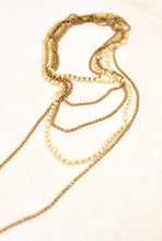 Load image into Gallery viewer, Cream Crystal and Gold Chain Long Necklace Wrap Style -The Classics Collection- N2-927

