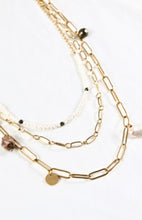 Load image into Gallery viewer, Two Row Layered Necklace with Freshwater Pearl and Stone -French Flair Collection- N2-982
