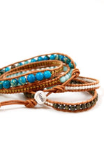 Load image into Gallery viewer, Coast - Turquoise Genuine Leather Mix Wrap Bracelet
