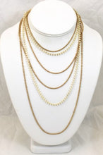 Load image into Gallery viewer, Cream Crystal and Gold Chain Long Necklace Wrap Style -The Classics Collection- N2-927
