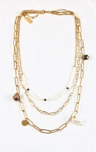 Load image into Gallery viewer, Two Row Layered Necklace with Freshwater Pearl and Stone -French Flair Collection- N2-982
