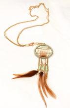 Load image into Gallery viewer, Beaded Large Disc with Feather Dangles -The Classics Collection- N2-907
