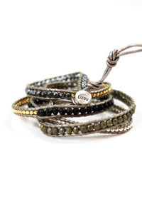 Bullet - Metal and Edgy Leather Wrap Bracelet