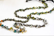 Load image into Gallery viewer, Hand Knotted Convertible Crochet Bracelet or Necklace, Crystals and Stones Mix - WR-100

