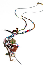 Load image into Gallery viewer, Fun Dangle Necklace with Charms and Feathers -The Classics Collection- N2-609
