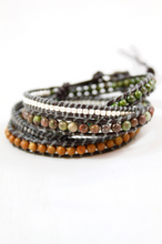 Load image into Gallery viewer, Fossil - Semi Precious Stone Mix Leather Wrap Bracelet
