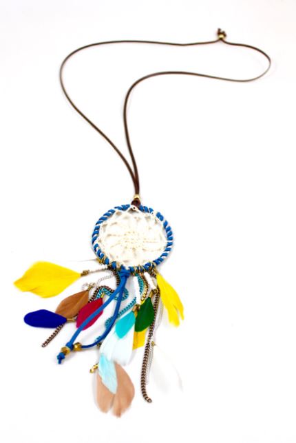 Colorful Dreamcatcher Feather Necklace -The Classics Collection- N2-714