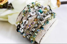 Load image into Gallery viewer, Hand Knotted Convertible Crochet Bracelet or Necklace, Crystals and Stones Mix - WR-100

