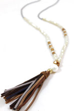 Load image into Gallery viewer, Long Pearl and Crystal Tassel Necklace -The Classics Collection- N2-768
