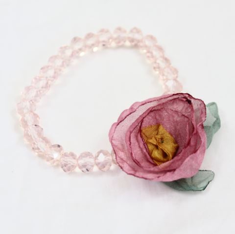 Pastel Pink Crystal Flower Bracelet -The Classic Collection-  B1-1005