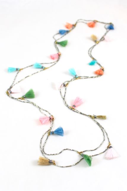 Wrap Necklace with Tiny Tassels -The Classics Collection- N2-857