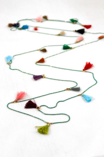Wrap Tiny Tassel Necklace Extra Long -The Classics Collection- N2-658