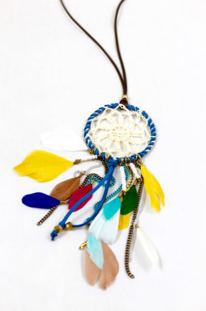 Colorful Dreamcatcher Feather Necklace -The Classics Collection- N2-714