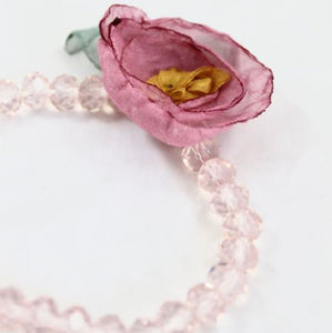 Pastel Pink Crystal Flower Bracelet -The Classic Collection-  B1-1005