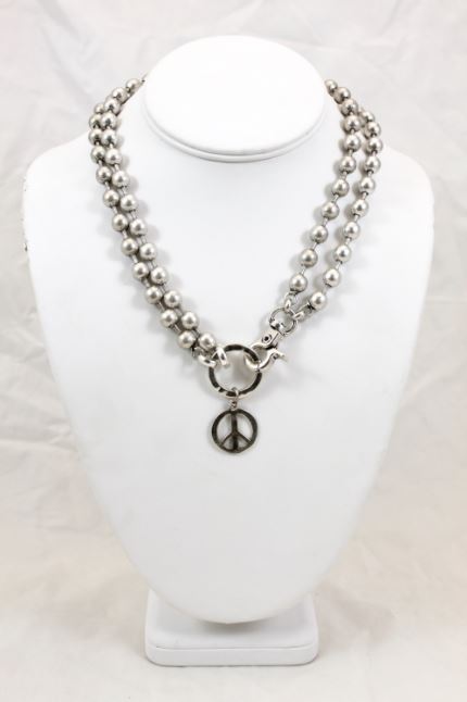 Small Peace Sign Necklace to Wear Short or Long -The Classics Collection- N2-888