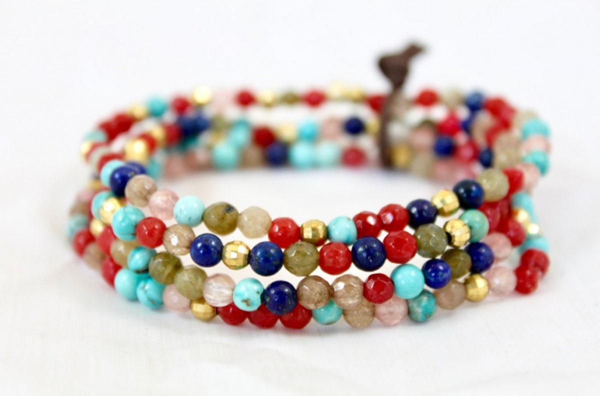 Delicate Semi Precious Stone Mini Stack Bracelet - BC-080