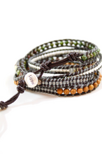 Load image into Gallery viewer, Fossil - Semi Precious Stone Mix Leather Wrap Bracelet
