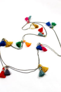 Wrap Necklace with Tiny Rainbow Tassels -The Classics Collection- N2-818