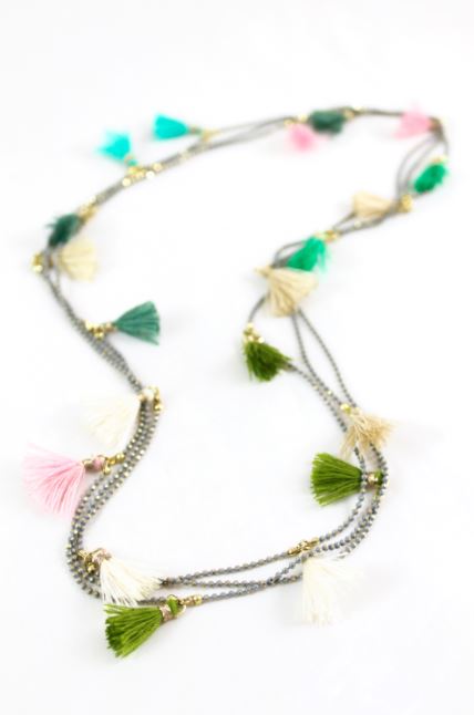 Wrap Necklace with Tiny Tassels -The Classics Collection- N2-858