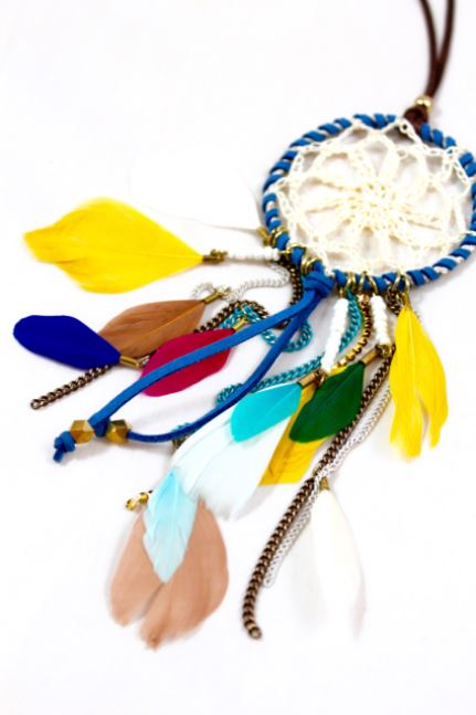 Colorful Dreamcatcher Feather Necklace -The Classics Collection- N2-714