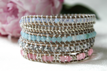 Load image into Gallery viewer, Jacque - Pastels on Leather Wrap Bracelet
