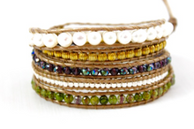 Load image into Gallery viewer, Frances - Freshwater Pearl and Stone Mix Leather Wrap Bracelet
