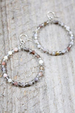 Load image into Gallery viewer, Semi Precious Stone and Crystal Beaded Hoop Earrings - E021-S
