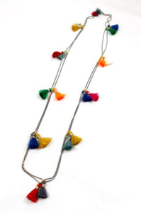 Wrap Necklace with Tiny Rainbow Tassels -The Classics Collection- N2-818