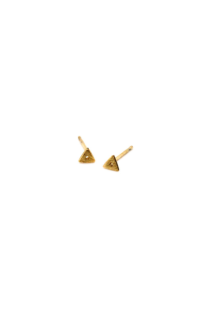 Gold Triangle Dot Stud Earrings - E3-004