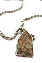 Load image into Gallery viewer, Long Faceted Pyrite Necklace with Large Reversible Buddha Charm -The Buddha Collection- NL-PY-BB
